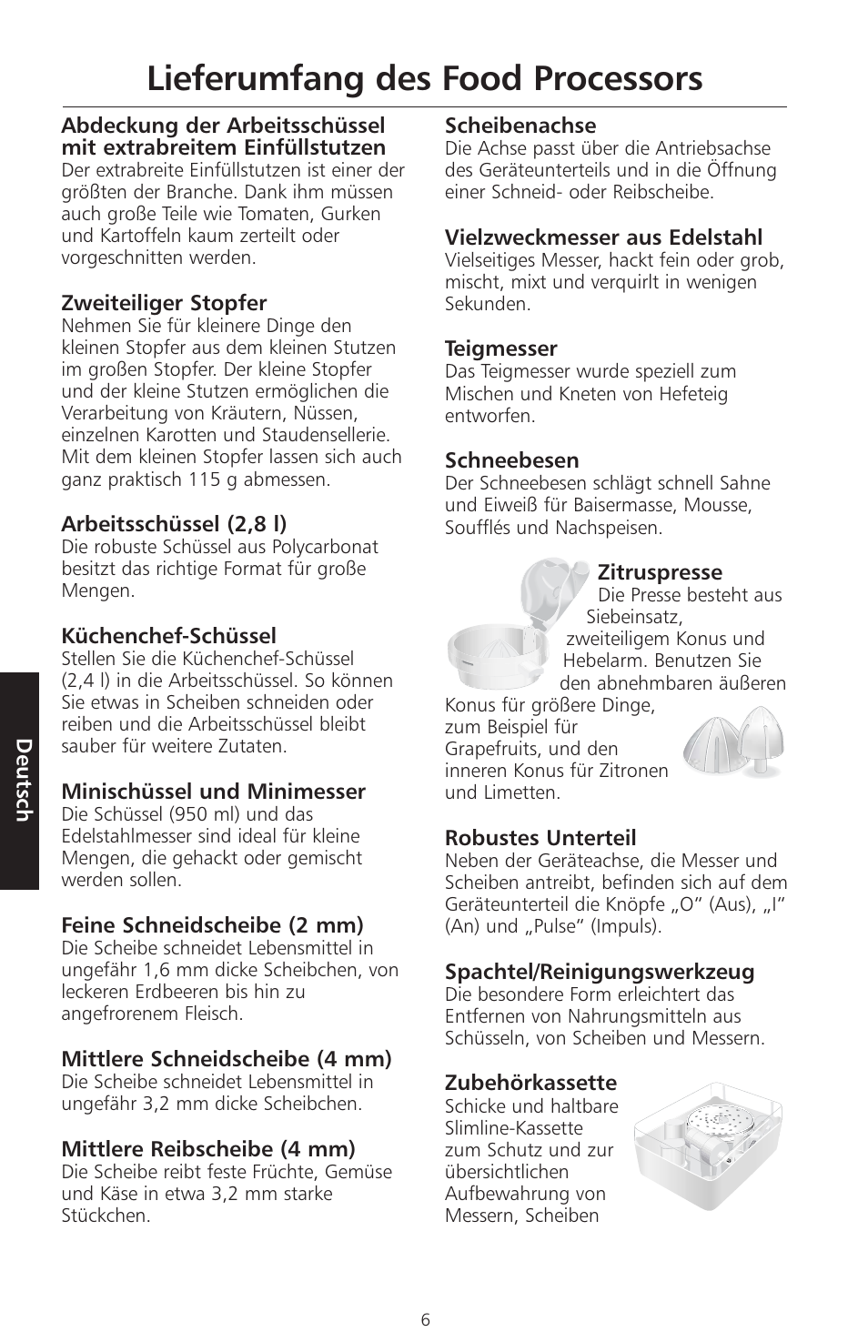 Lieferumfang des food processors | KITCHENAID ARTISAN 5KFPM770 User Manual | Page 93 / 367