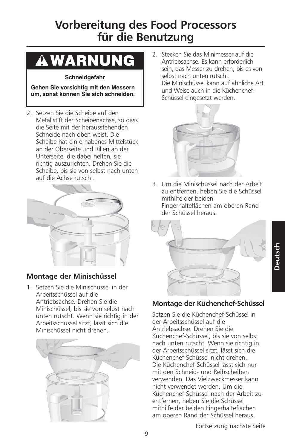 Vorbereitung des food processors für die benutzung | KITCHENAID ARTISAN 5KFPM770 User Manual | Page 96 / 367