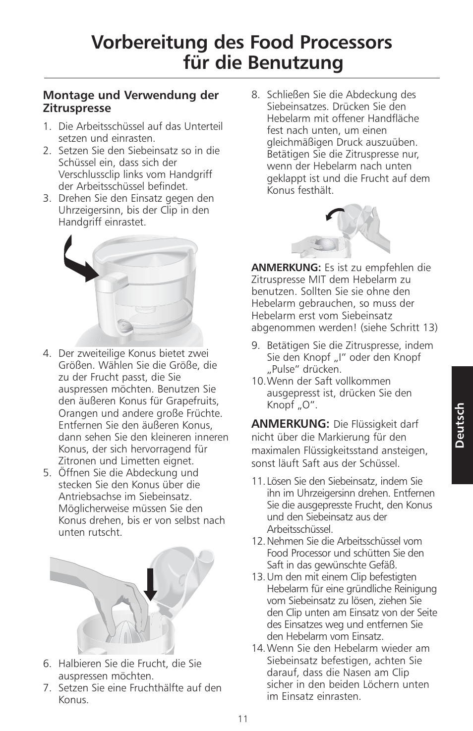 Vorbereitung des food processors für die benutzung | KITCHENAID ARTISAN 5KFPM770 User Manual | Page 98 / 367
