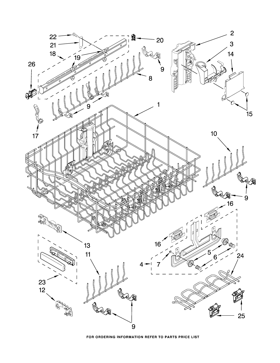 Upper rack and track, Upper rack and track parts | KITCHENAID KUDS01FLWH1 User Manual | Page 11 / 15