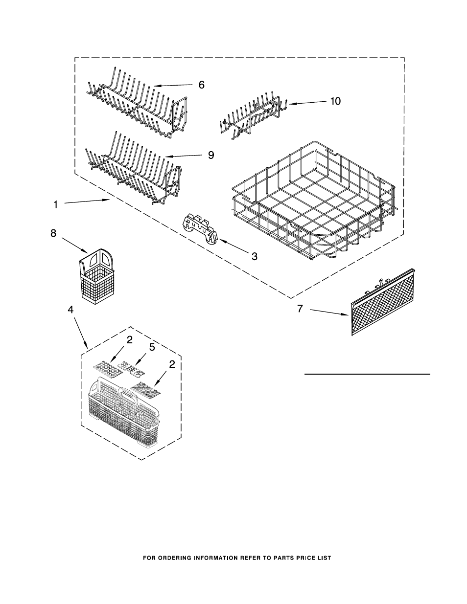 Lower rack, Lower rack parts | KITCHENAID KUDS01FLWH1 User Manual | Page 14 / 15