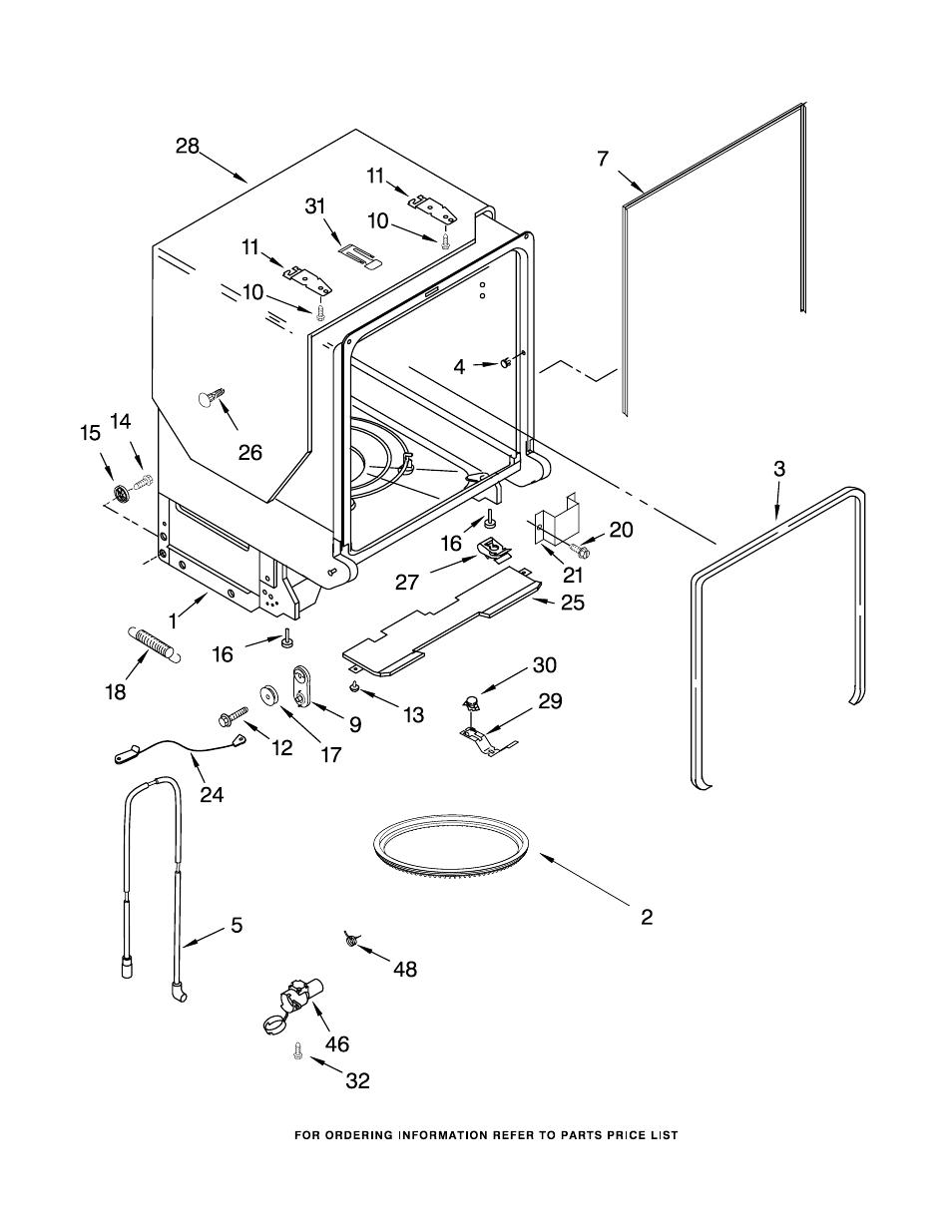 Tub and frame, Tub and frame parts | KITCHENAID KUDS01FLWH1 User Manual | Page 7 / 15