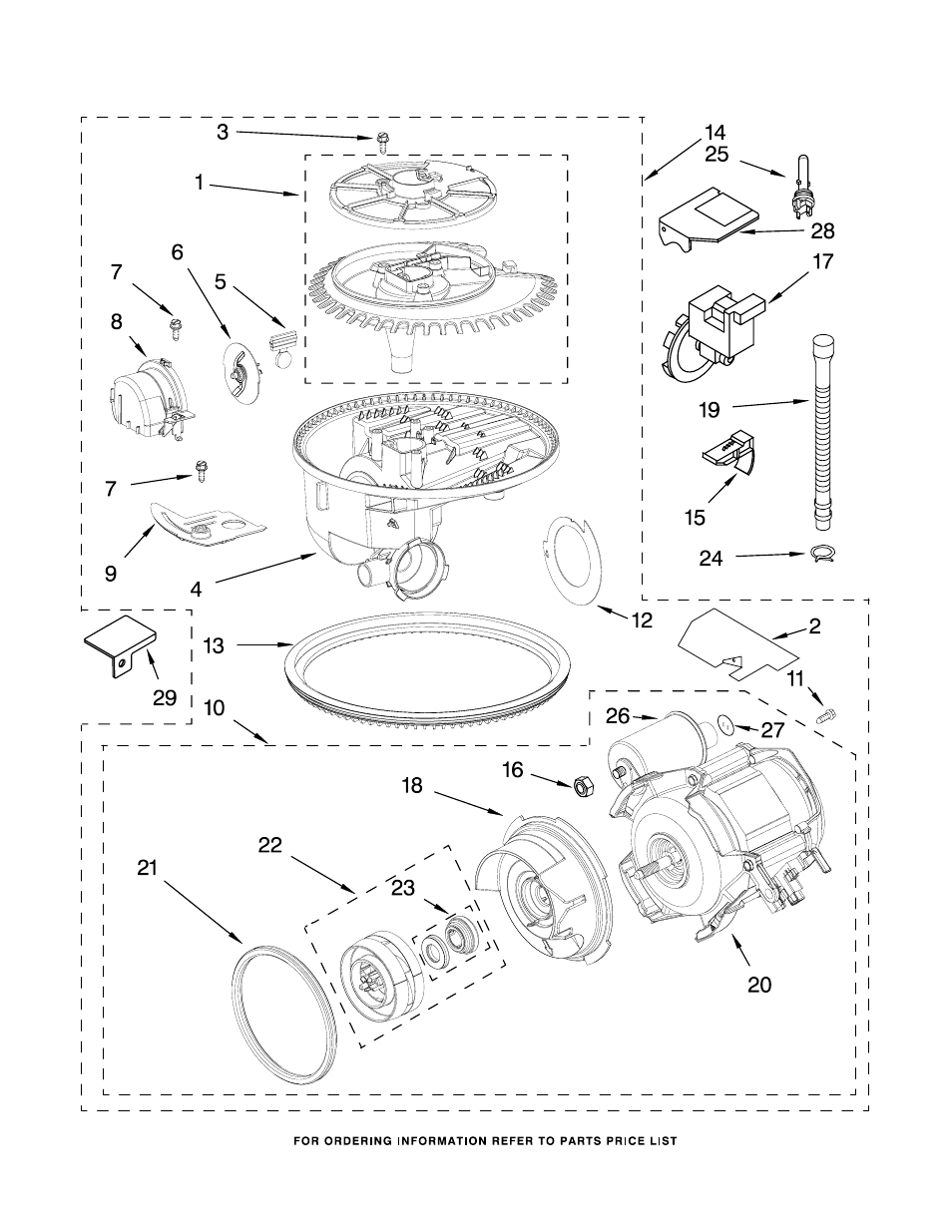 Pump and motor, Pump and motor parts | KITCHENAID KUDS01FLWH1 User Manual | Page 9 / 15