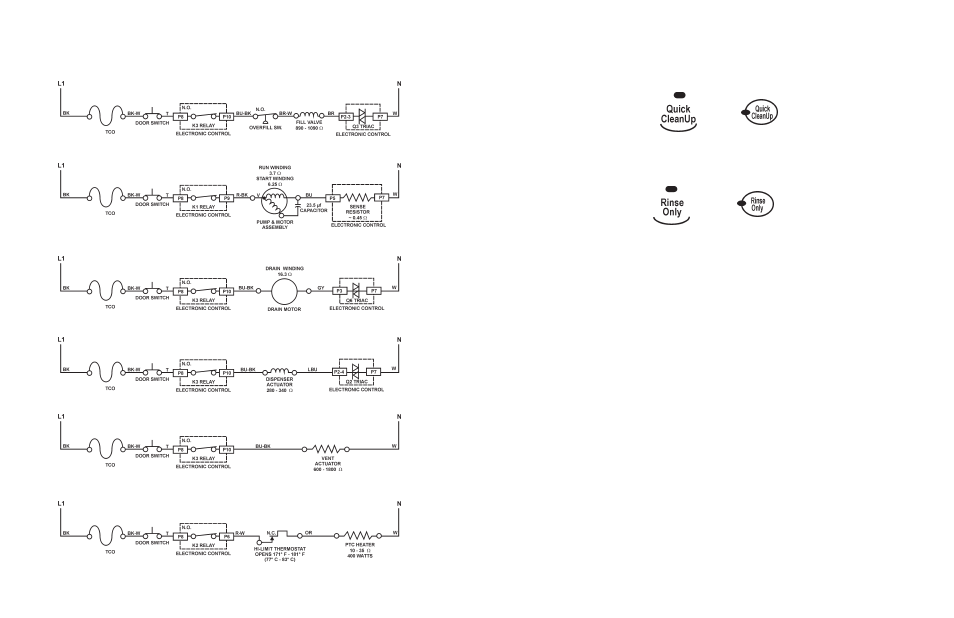 Automatic purge filtration (apf), Strip circuits, Fill wash/rinse drain dispenser vent heat dry | KITCHENAID KUD01 User Manual | Page 9 / 26