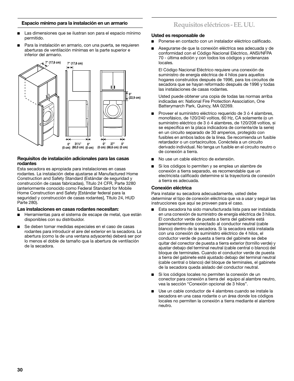 Requisitos eléctricos - ee. uu | KITCHENAID KEHS01P User Manual | Page 30 / 72