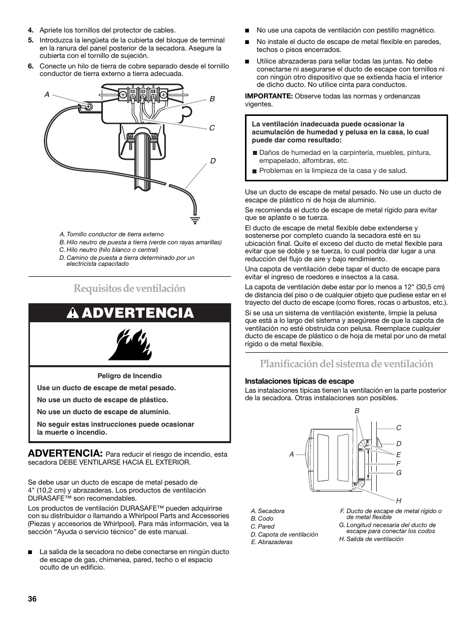 Requisitos de ventilación, Planificación del sistema de ventilación, Advertencia | KITCHENAID KEHS01P User Manual | Page 36 / 72