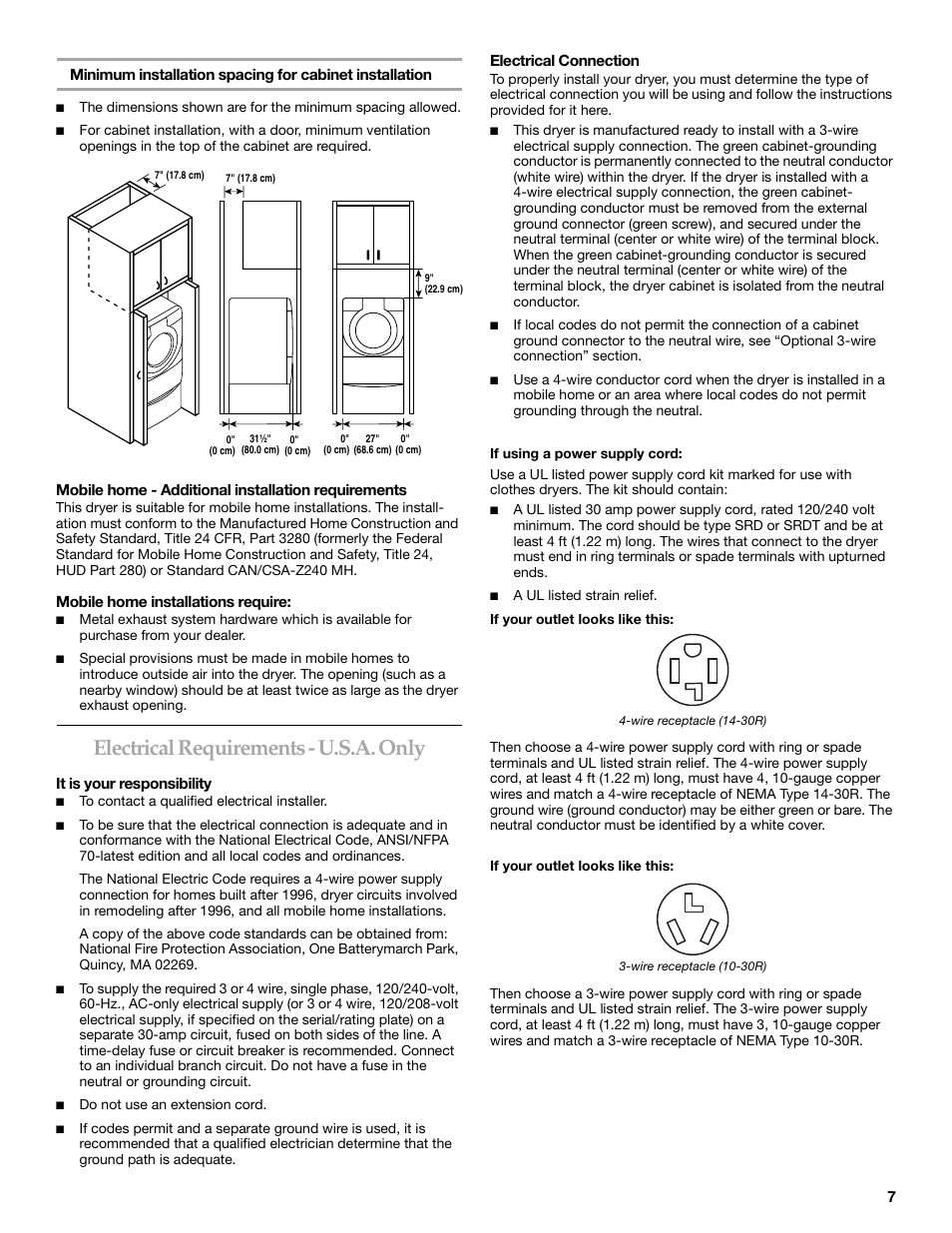 Electrical requirements - u.s.a. only | KITCHENAID KEHS01P User Manual | Page 7 / 72