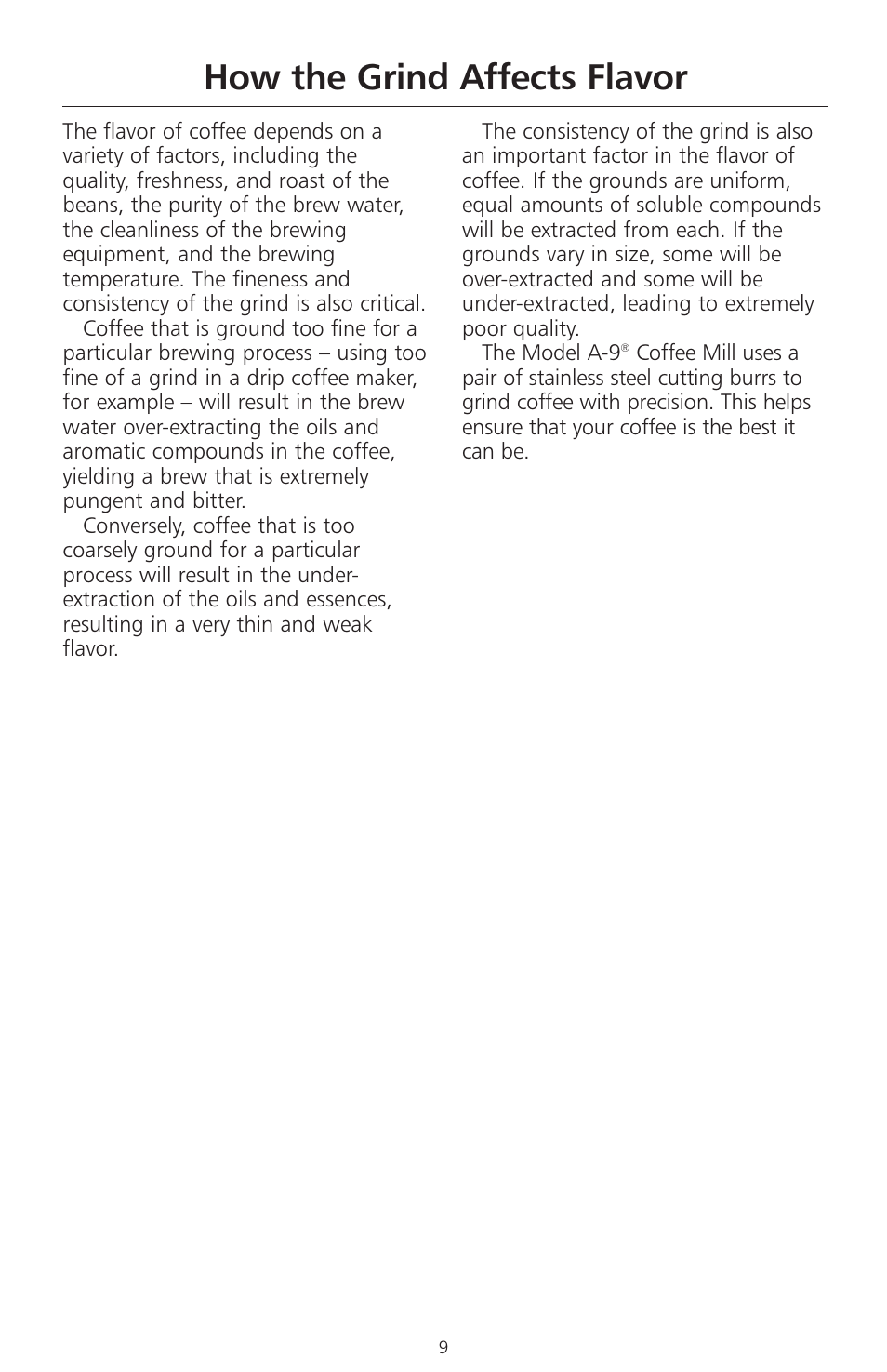 How the grind affects flavor | KITCHENAID A-9 User Manual | Page 11 / 16
