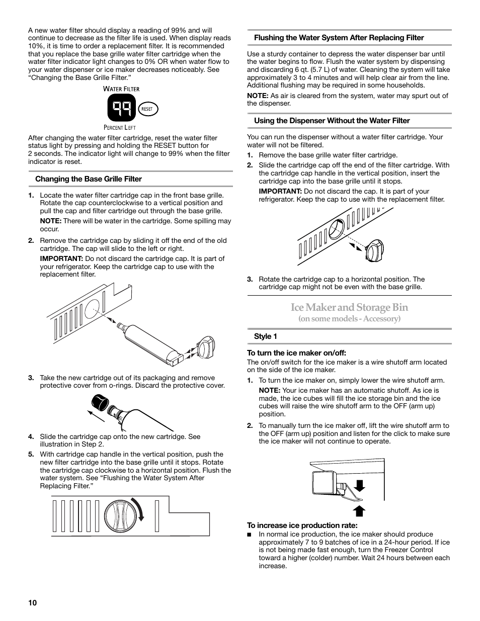 Ice maker and storage bin | KITCHENAID BUILT-IN REFRIGERATOR User Manual | Page 10 / 64