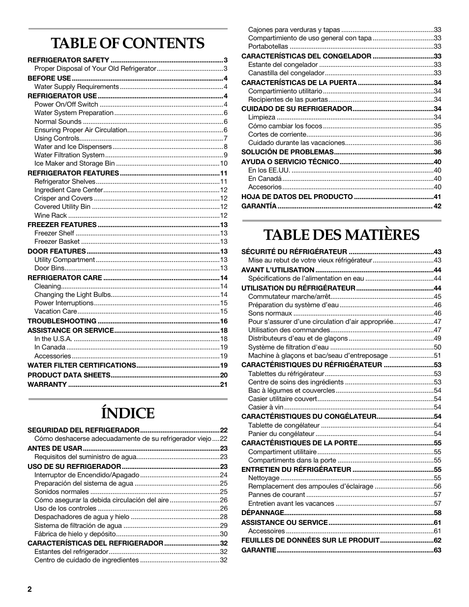 KITCHENAID BUILT-IN REFRIGERATOR User Manual | Page 2 / 64