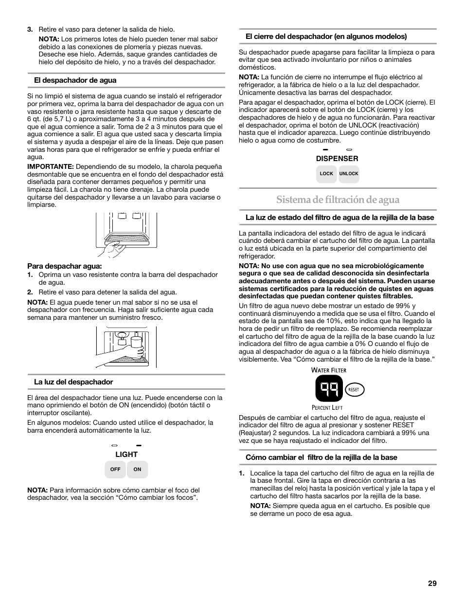 Sistema de filtración de agua | KITCHENAID BUILT-IN REFRIGERATOR User Manual | Page 29 / 64