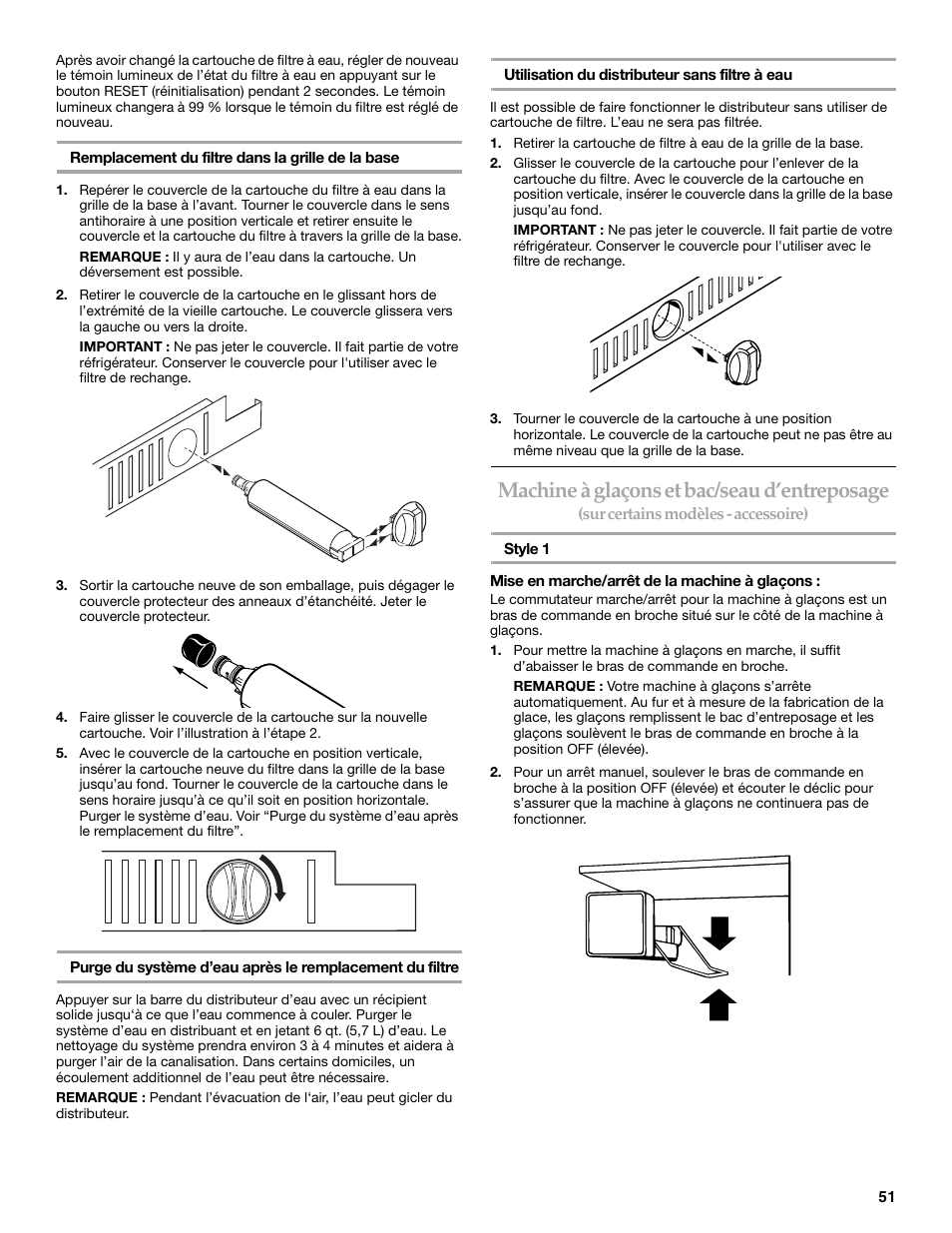 Machine à glaçons et bac/seau d’entreposage | KITCHENAID BUILT-IN REFRIGERATOR User Manual | Page 51 / 64