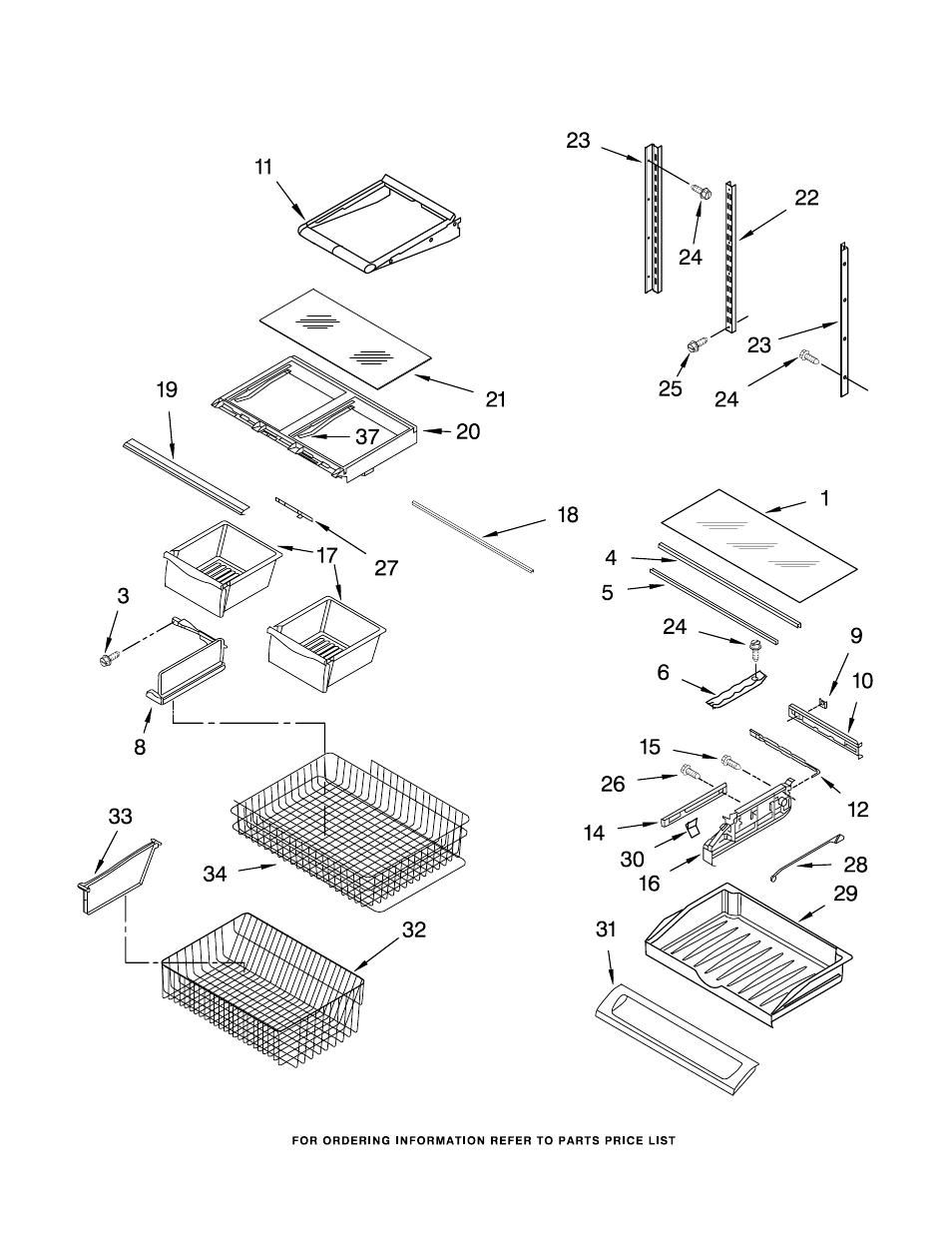 Shelf, Shelf parts | KITCHENAID KBFL25ETWH00 User Manual | Page 11 / 15