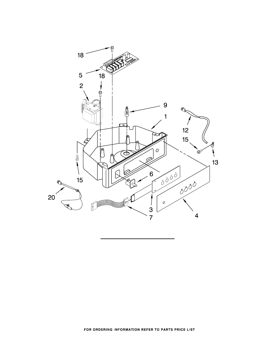 Control panel, Control panel parts, For models: kuic15prts1 (stainless−pump model) | KITCHENAID KUIC15PRTS1 User Manual | Page 6 / 9