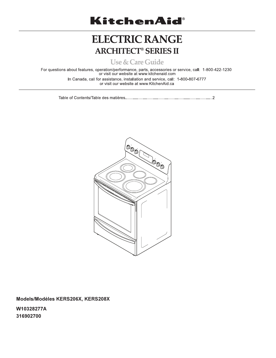 KITCHENAID ARCHITECT KERS206X User Manual | 36 pages