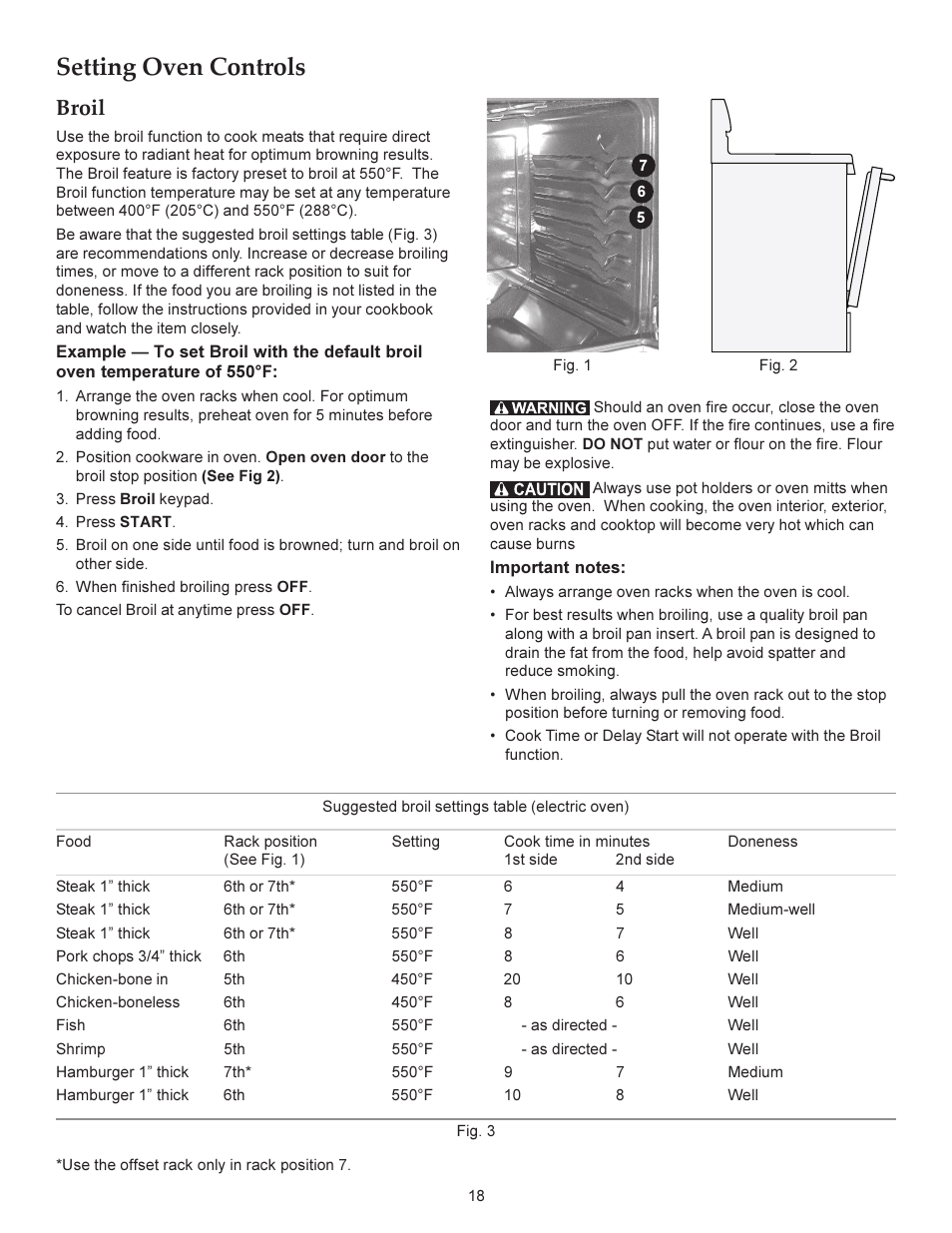 Setting oven controls, Broil | KITCHENAID ARCHITECT KERS206X User Manual | Page 18 / 36