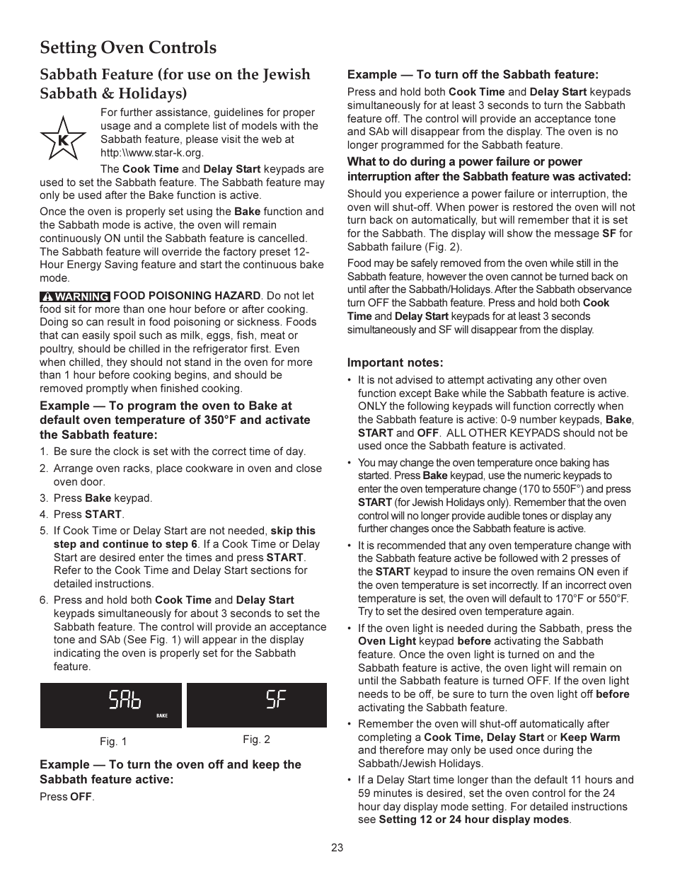 Setting oven controls | KITCHENAID ARCHITECT KERS206X User Manual | Page 23 / 36