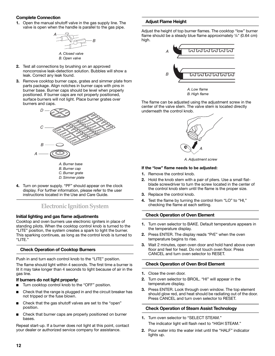 Electronic ignition system | KITCHENAID Cooktop User Manual | Page 12 / 16