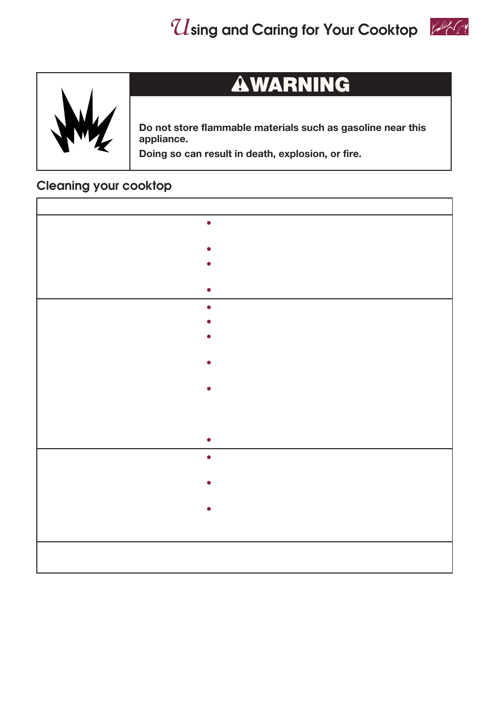 Wwarning, Sing and, Aring for | Ooktop | KITCHENAID YKGRT507 User Manual | Page 17 / 71