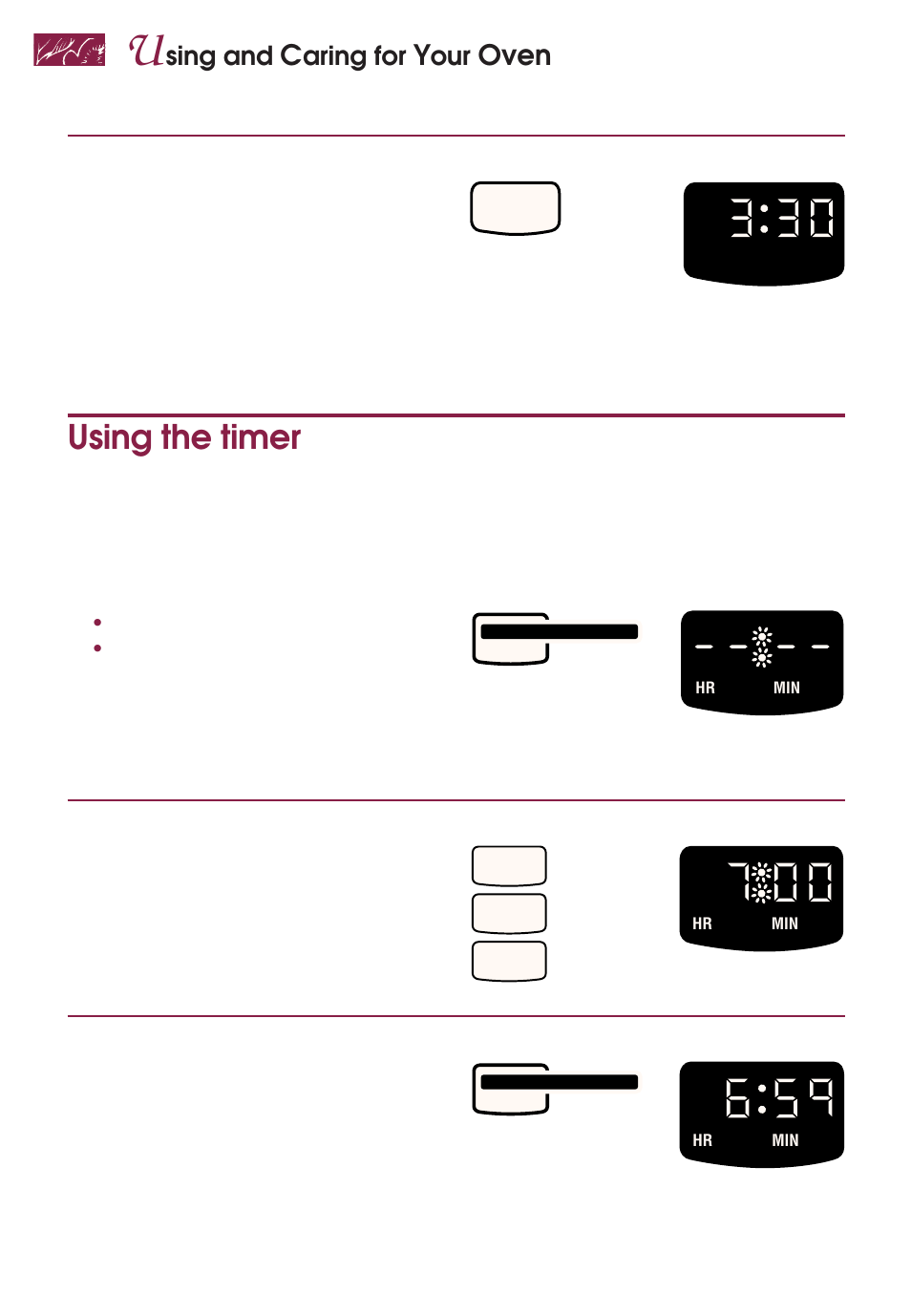 Using the timer, Oven, Sing and | Aring for | KITCHENAID YKGRT507 User Manual | Page 30 / 71