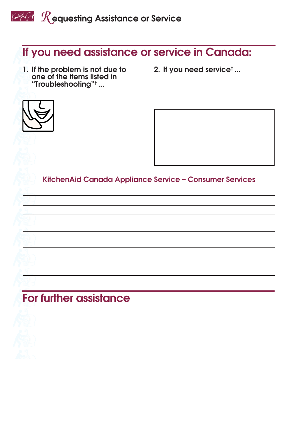 If you need assistance or service in canada, For further assistance, Equesting assistance or service | If you need service | KITCHENAID YKGRT507 User Manual | Page 68 / 71