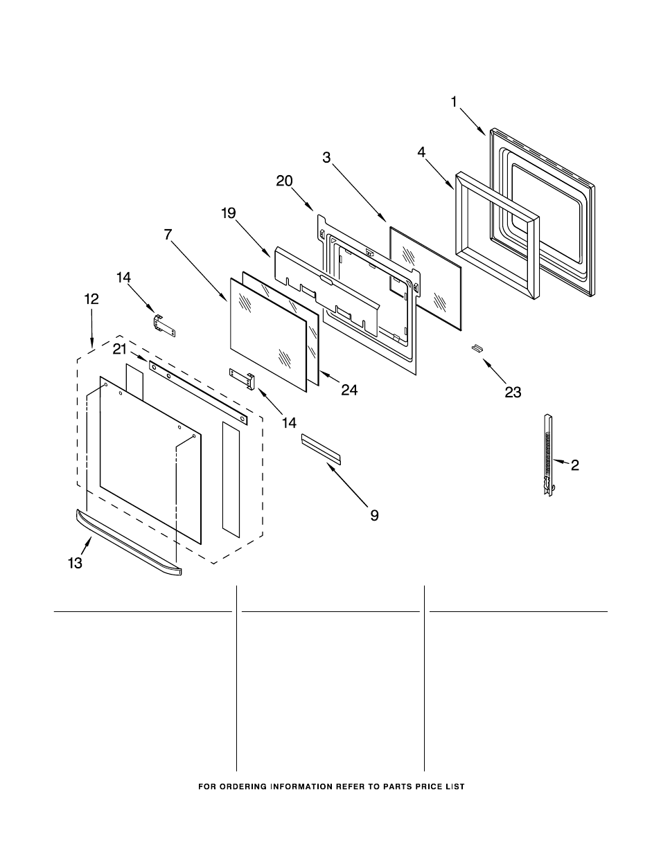 Oven door, Oven door parts | KITCHENAID KEBC147KBL0 User Manual | Page 4 / 7