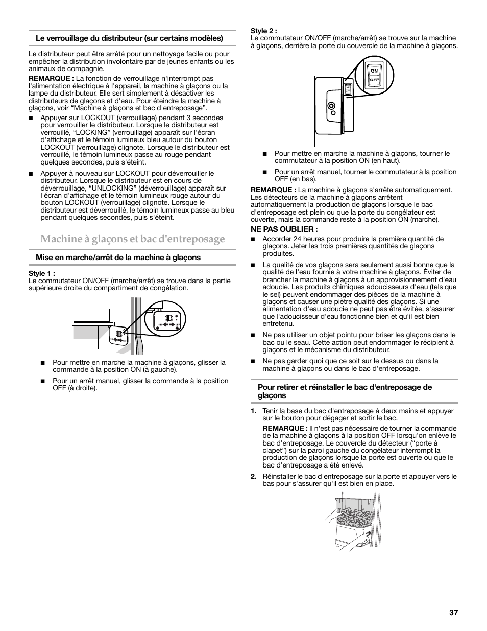 Machine à glaçons et bac d'entreposage | KITCHENAID 2308392 User Manual | Page 37 / 44