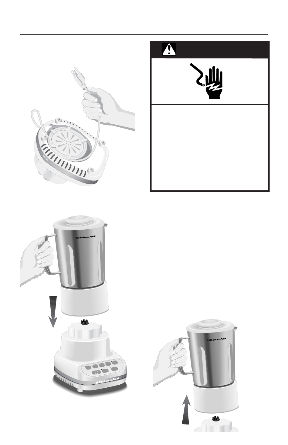 Warning, Assembling your blender | KITCHENAID 5 Speed Professional Blender User Manual | Page 10 / 48