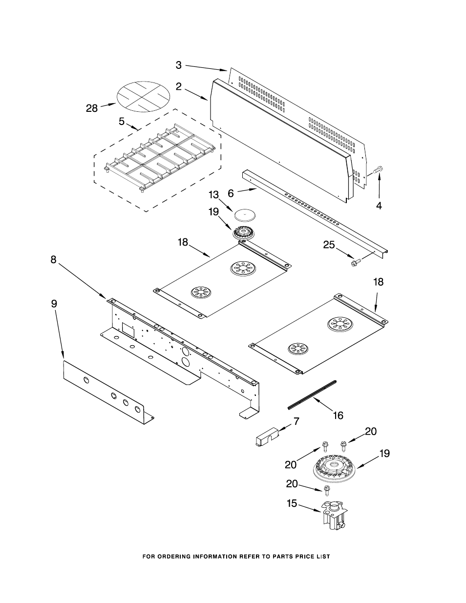 Cooktop, burner and grate, Cooktop, burner and grate parts | KITCHENAID KDRP463LSS04 User Manual | Page 7 / 12