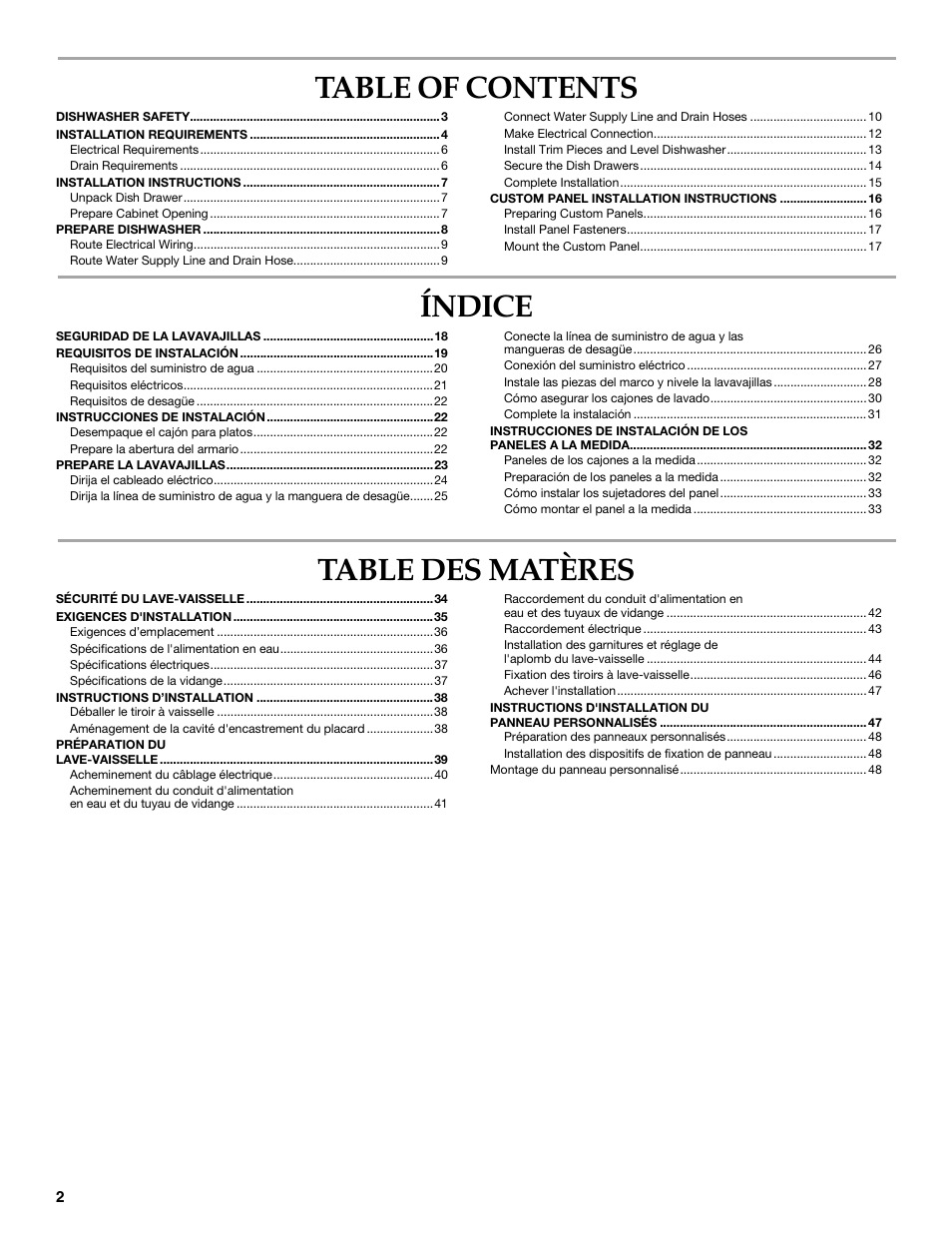 KITCHENAID W10216167A User Manual | Page 2 / 50
