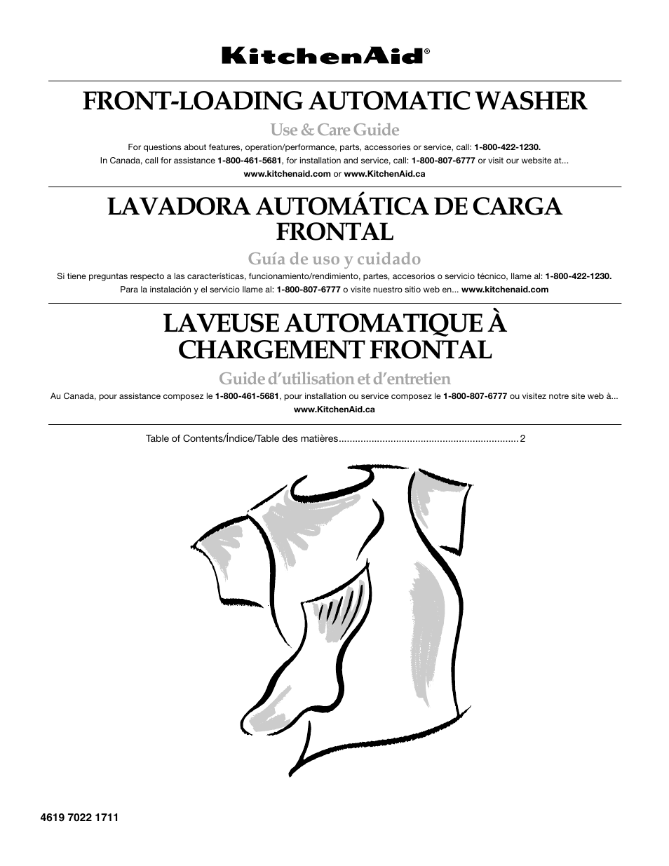 KITCHENAID FRONT-LOADING AUTOMATIC WASHER User Manual | 64 pages