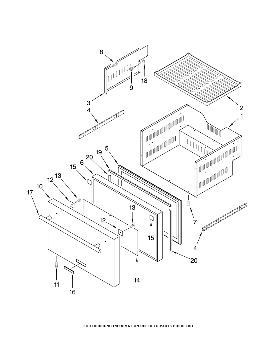 Lower drawer, Lower drawer parts | KITCHENAID W10233586 User Manual | Page 7 / 10