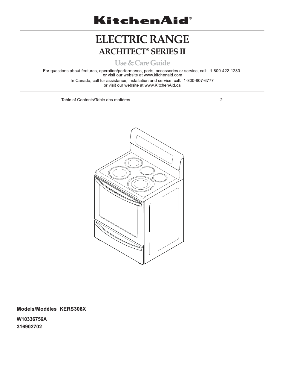 KITCHENAID ARCHITECT KERS308X User Manual | 36 pages