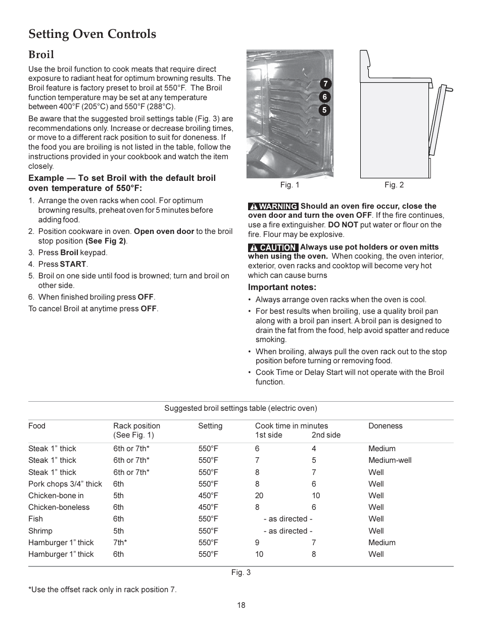 Setting oven controls, Broil | KITCHENAID ARCHITECT KERS308X User Manual | Page 18 / 36