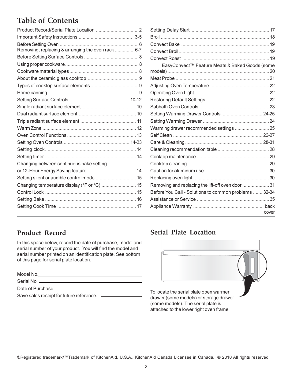 KITCHENAID ARCHITECT KERS308X User Manual | Page 2 / 36