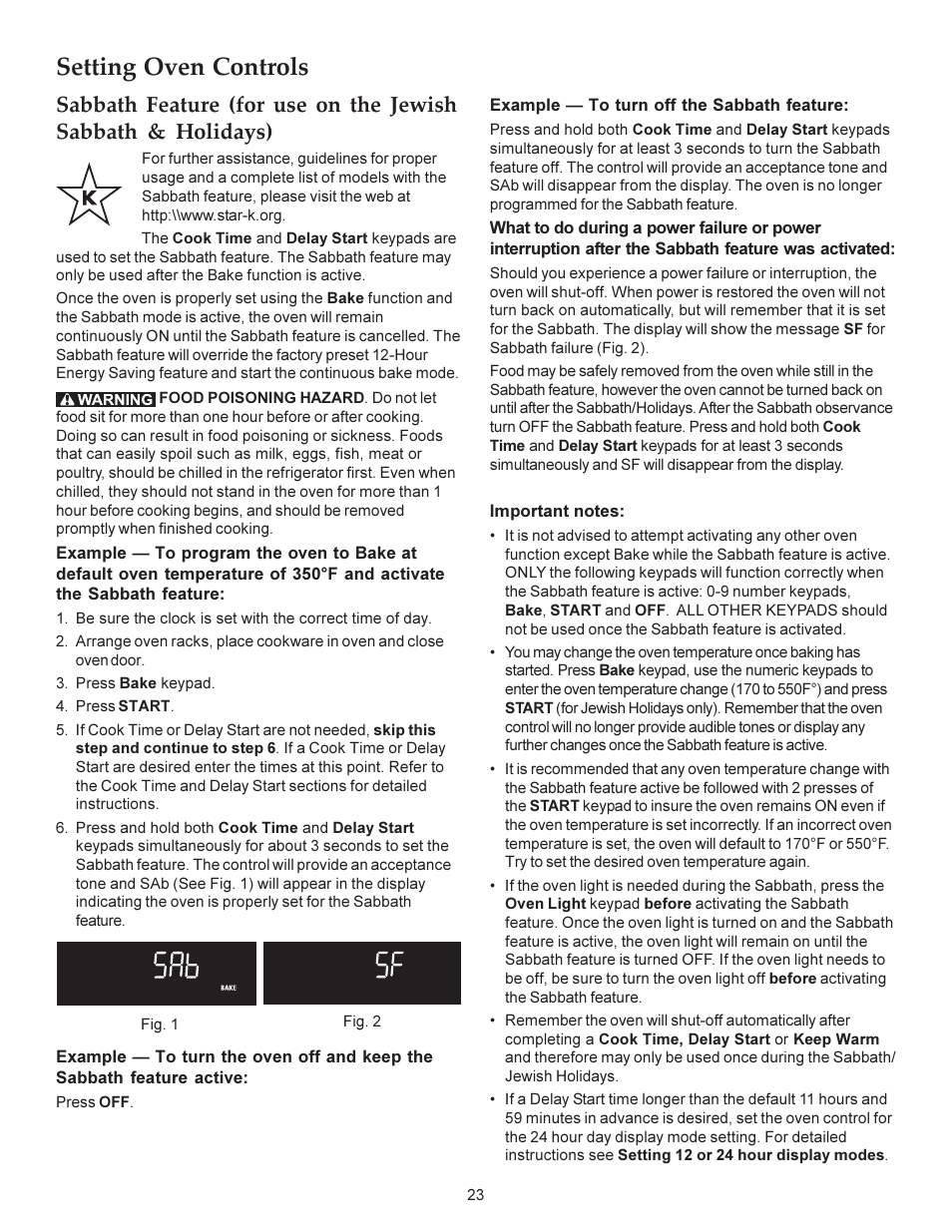 Setting oven controls | KITCHENAID ARCHITECT KERS308X User Manual | Page 23 / 36