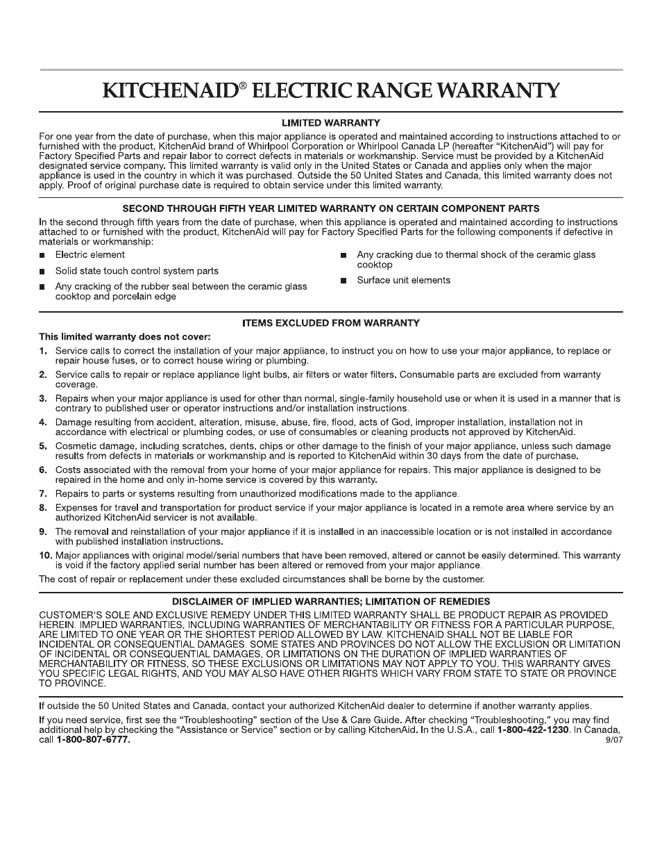 KITCHENAID ARCHITECT KERS308X User Manual | Page 36 / 36