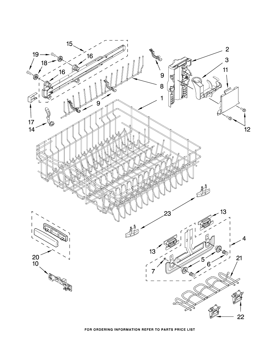 Upper rack and track, Upper rack and track parts | KITCHENAID KUDE70FVSS1 User Manual | Page 11 / 15