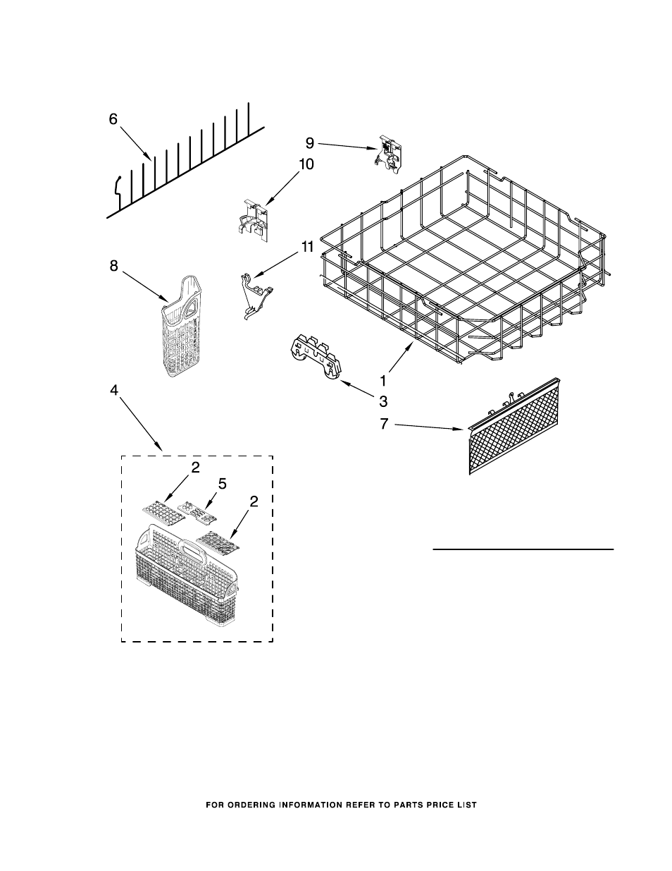 Lower rack, Lower rack parts, For model: kude70fvss1 (stainless) | KITCHENAID KUDE70FVSS1 User Manual | Page 13 / 15