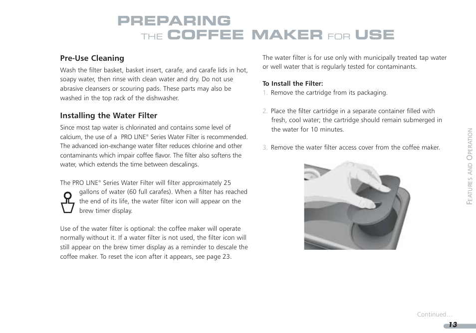 Preparing, Coffee maker | KITCHENAID KPCM050 User Manual | Page 15 / 39