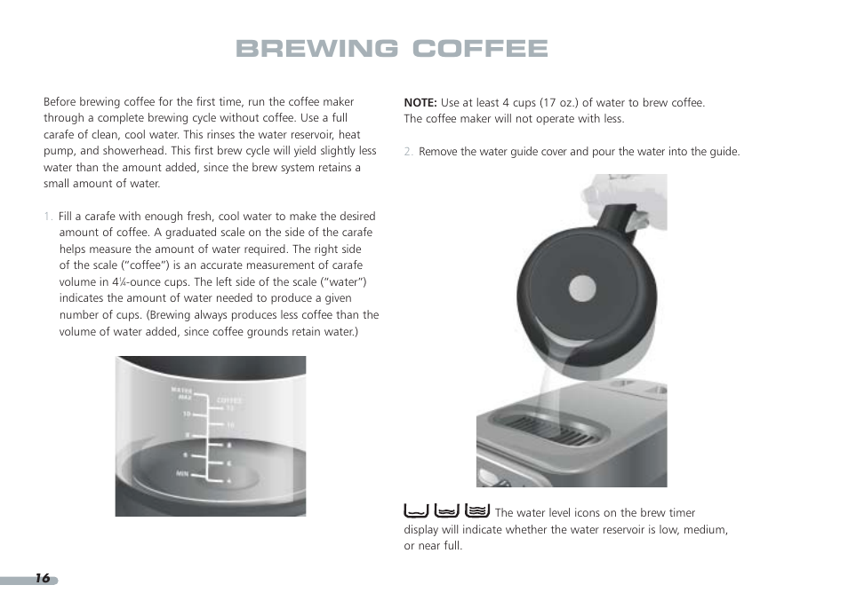 Brewing coffee | KITCHENAID KPCM050 User Manual | Page 18 / 39