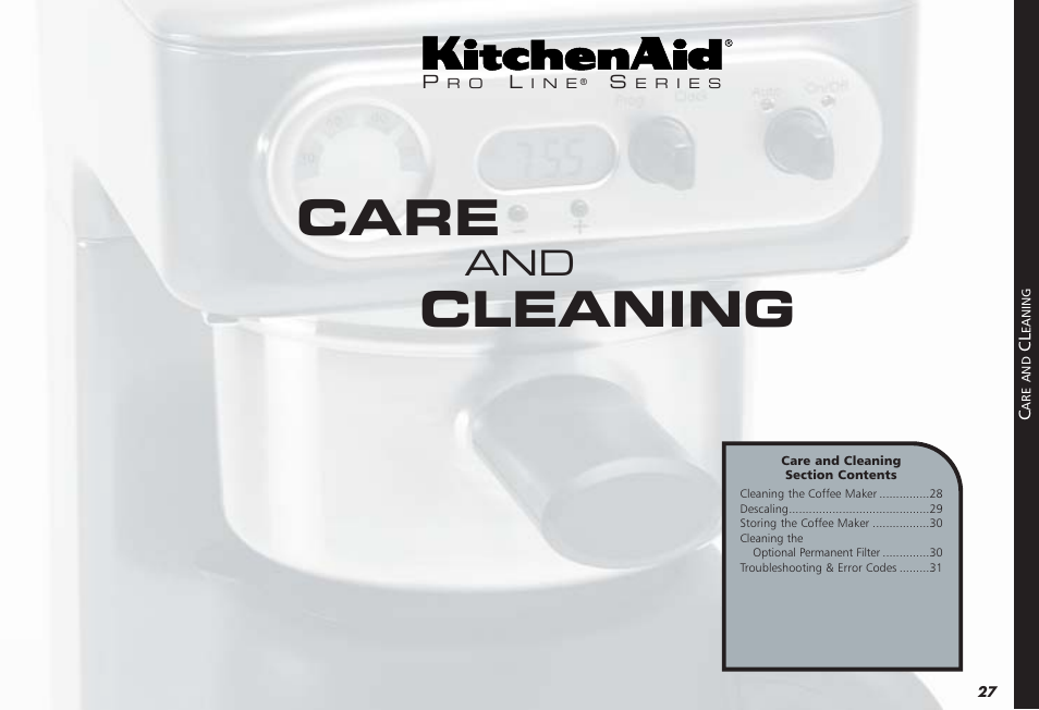 Care, Cleaning | KITCHENAID KPCM050 User Manual | Page 29 / 39