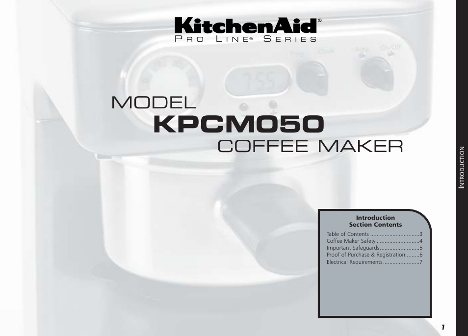 Kpcm050, Model, Coffee maker | KITCHENAID KPCM050 User Manual | Page 3 / 39