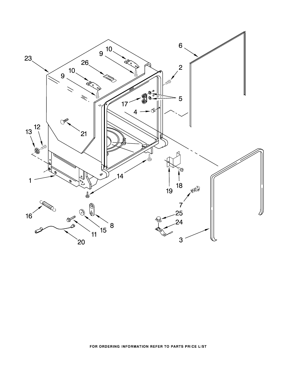 Tub and frame, Tub and frame parts | KITCHENAID KUDC03ITBS0 User Manual | Page 7 / 14