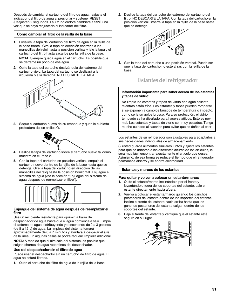 Estantes del refrigerador | KITCHENAID SIDE BY SIDE BUILT-IN REFRIGERATOR User Manual | Page 31 / 68