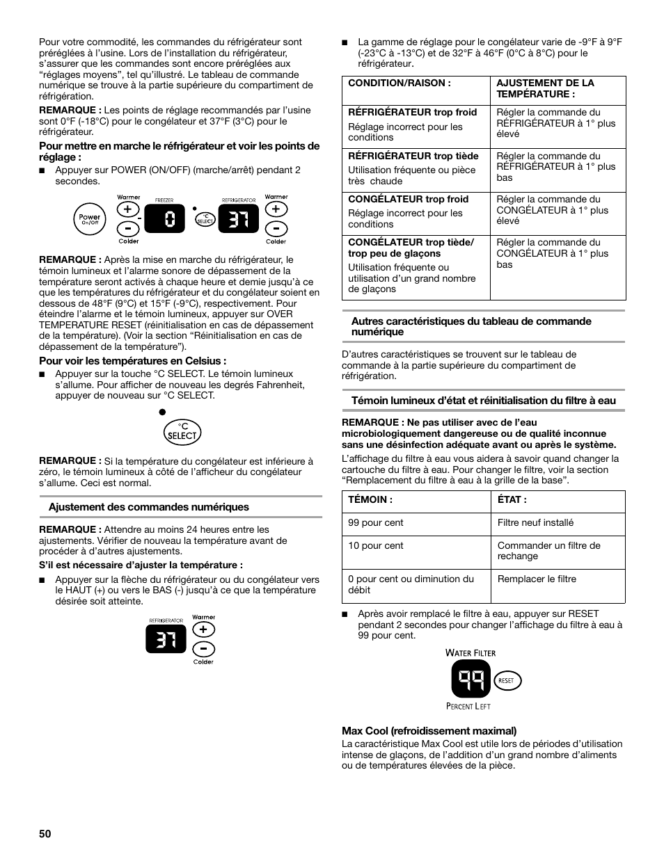 KITCHENAID SIDE BY SIDE BUILT-IN REFRIGERATOR User Manual | Page 50 / 68