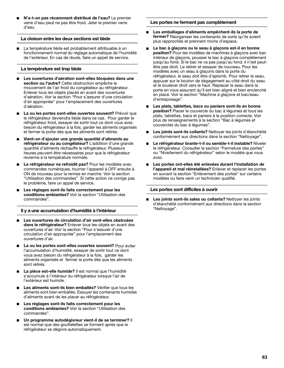 KITCHENAID SIDE BY SIDE BUILT-IN REFRIGERATOR User Manual | Page 63 / 68