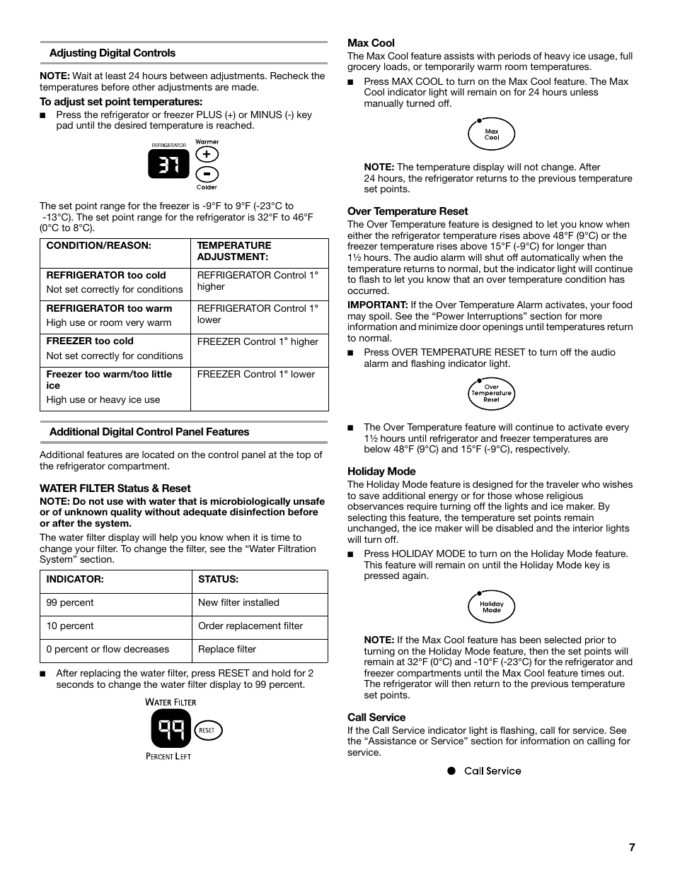 KITCHENAID SIDE BY SIDE BUILT-IN REFRIGERATOR User Manual | Page 7 / 68