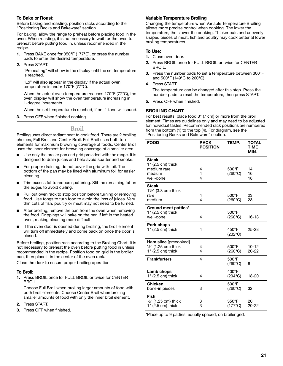 Broil | KITCHENAID ARCHITECT YKERS807 User Manual | Page 21 / 32