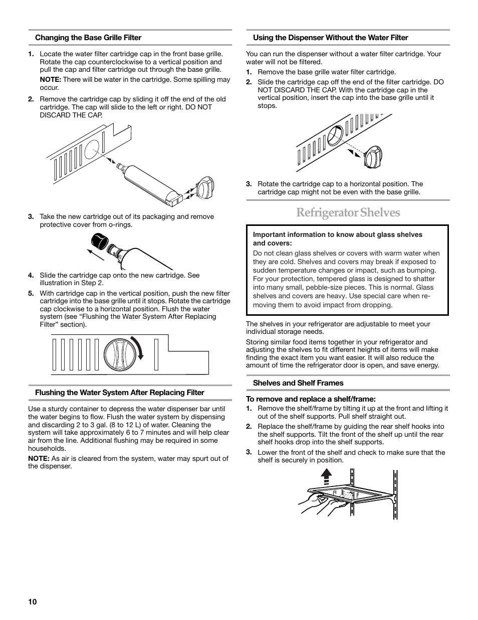 Refrigerator shelves | KITCHENAID Side-by-Side Referigerator User Manual | Page 10 / 64